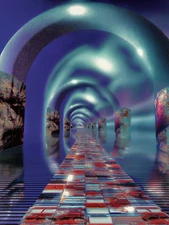 Futuristic Tunnel Trippy Reflections Path Poster 18x24in