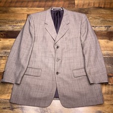 Vintage Yves Saint Laurent Blazer 46R Gray Plaid Wool YSL Sport Coat
