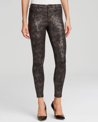 HUE U14761 BRONZE Satin Jersey Python Foil Print Stretch Skimmer Leggings - $58