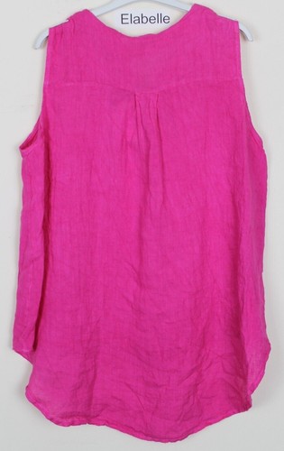 New Summer Ladies Linen Sleeveless Lagenlook Casual Comfy Quirky Linen Vest Top - Picture 4 of 13