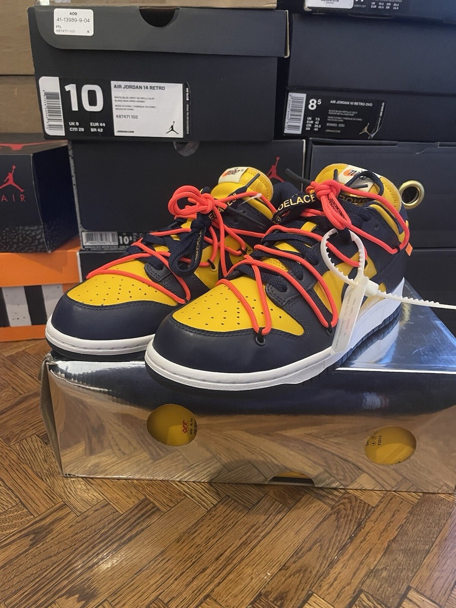 Size 10 - Off White X Nike Dunk Low White University Gold
