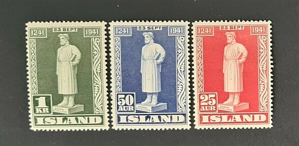 STAMPS ICELAND 1941 DEATH OF SNORRI HINGED - Free shipping Discount mail order MINT #7812