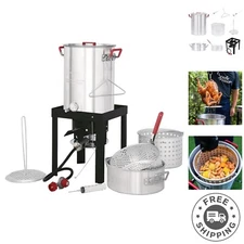 Complete Turkey and Fish Fryer Boiler Set – 30 Qt & 10 Qt with 50,000 BTU Burner