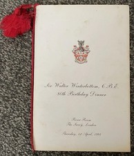 Sir Walter Winterbottom Signed 80th Birthday Menu