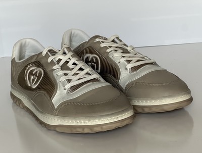 Gucci Dali Soft Gray/White Leather Sneakers 12.5 US (Gucci 12) Italy 778301 NIB