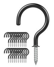 Ceiling Hooks Vinyl Coated Screw Cup Hooks 1-1/2 Inch Black 20 Pack