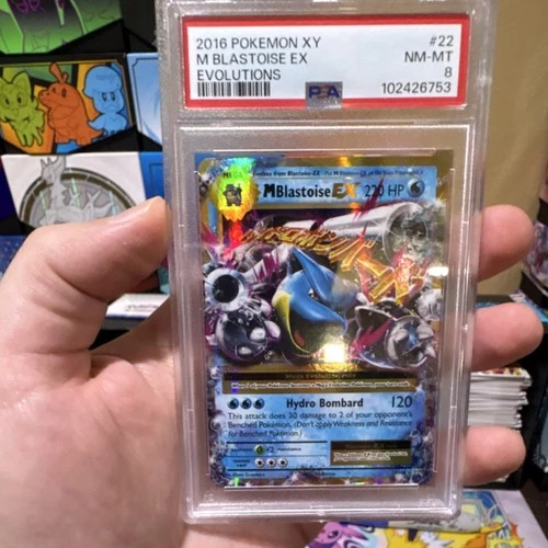 Pokémon TCG M Blastoise EX 22/108 Evolutions Mega Ultra Rare Holo PSA 8
