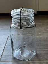 Vintage Clear glass  CANNING JAR UNBRANDED BAIL WIRE Top Closure