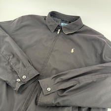 Polo Ralph Lauren Mens Black Harrington Jacket Full Zip Pony Logo Large L