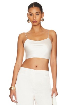 L'Academie Anor High Shine Satin Cami in Creme XLarge New Womens Tank Top
