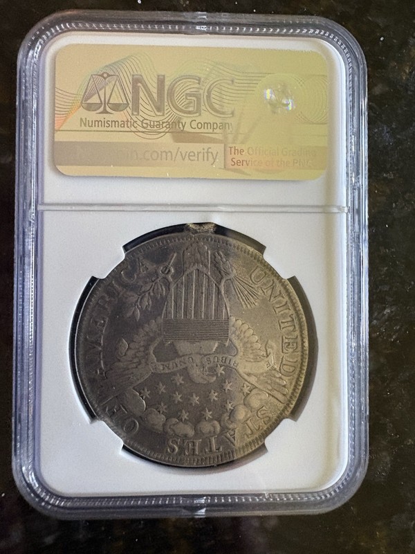 1799 Draped Bust $1 Silver Dollar NGC VF Details Mounted Cleaned