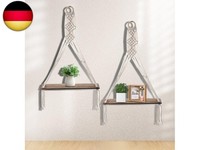 2 StüCk Wandregal Holz Makramee Regal, Handgewebte Schweberegal, Boho Makramee