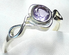 💜  Amethyst Ring 925 Silber Boho lila Edelstein mod. Damenring Gr 58 18,1 💜