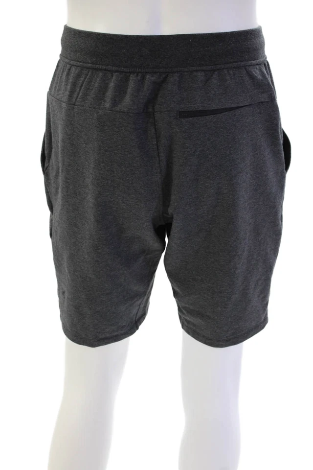 Pantalones Cortos Informales Lululemon Para Hombres Tres Bolsillos Cordón Cintura Gris Talla M Foto 3 de 4