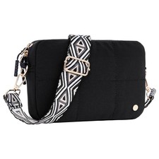 Quilted Crossbody Bags for Women, Nylon Shoulder Bag with Adjustable Guitar S...
