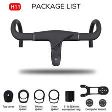 Full Carbon Aero Integrated Road Bike Cycling Handlebar -11 Degree 390mm-430mm