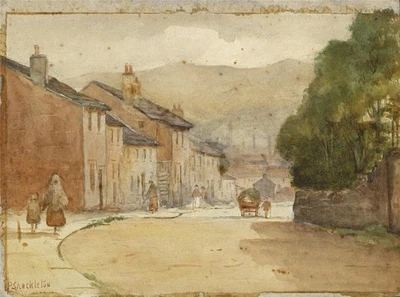 P Shackleton Aquarell Gemälde Industrie Stadt Landschaft - Anfang 20. Jahrhundert - Bild 1 von 4