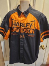 Harley Davidson Mechanic Button Up Shirt Men  s 2XL Embroidered w/Logo Patch