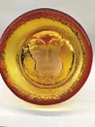Blenko Style Amber Art Glass Trinket Dish Duck Swan Chicken Embossed Bottom