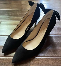 Sole Society So-Maisey Kid Suede Black Shoes with Bow High Heel Size 10 Women