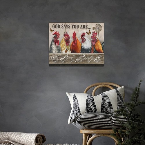 Farmhouse Rooster Canvas Wall Art Chicken Wall Decor God Says You Are Picture... - Picture 3 of 6