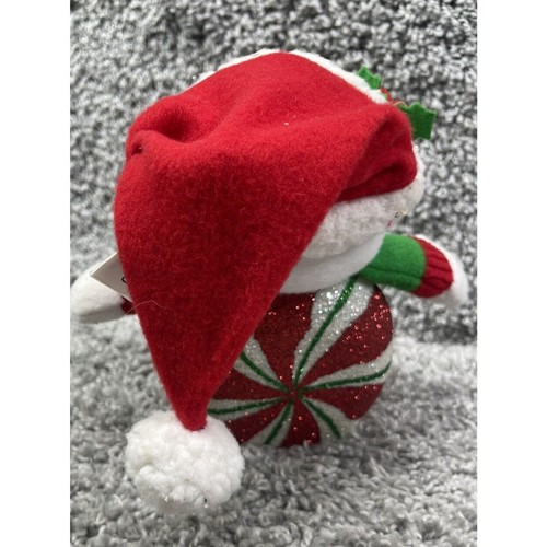 Christmas Snowman Plush Candy Cane Red Green White 8" Stuffed Animal Lights Up - Picture 4 of 12