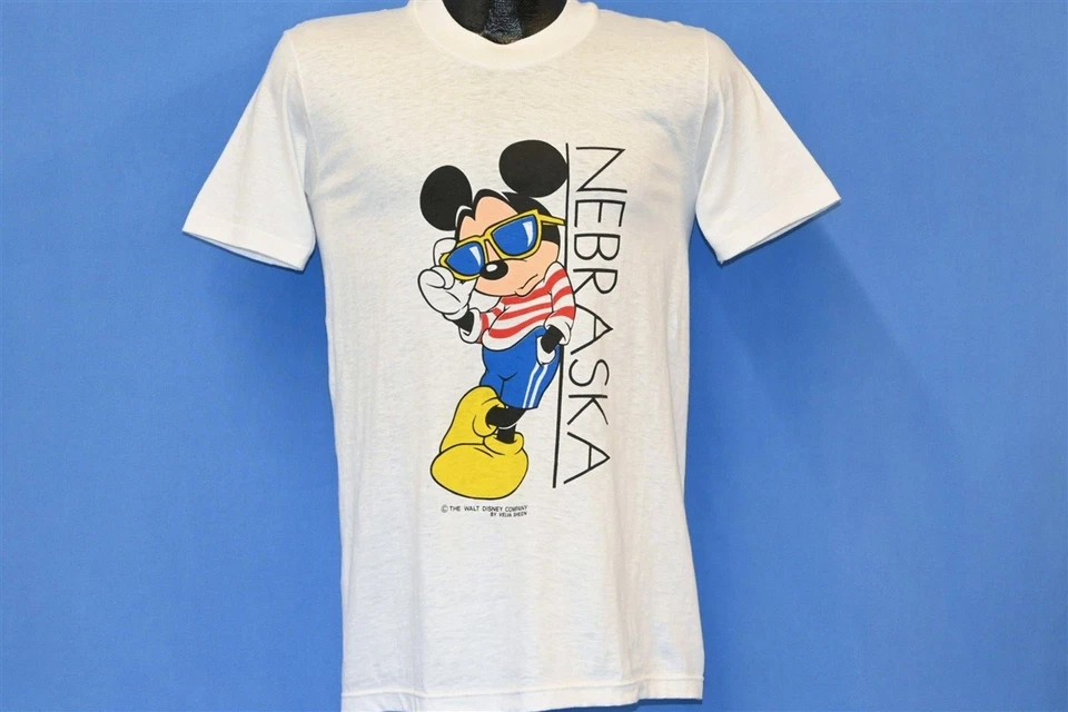 vintage 80s WALT DISNEY MICKEY MOUSE NEBRASKA CARTOON WHITE t-shirt SMALL S - Image 2 of 4