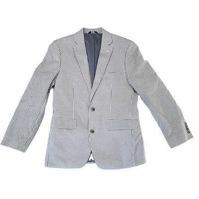 Apt. 9 Men s Slim Fit 38R Gray/White Check Single-Breasted 2-Button Blazer