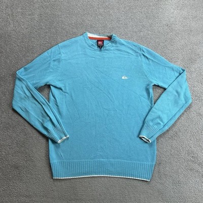 QUIKSILVER Herren Pullover Gr S Retro Strick Sweater Jumper Logo 30907 Blau