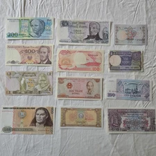 MIXED LOT 12 DIFFERENT WORLD FOREIGN BANKNOTES CURRENCY UNCIRCULATED