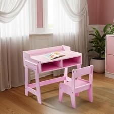 Kids Desk and Chair Set,Wooden Children Study Table and Chair Writing Table Set