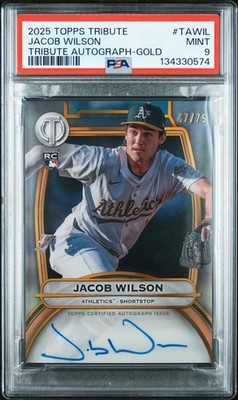 2025 Topps Tribute Gold #’d 47/75 Jacob Wilson Auto #TA-WIL PSA 9 MINT 