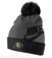 Nike Men's OSFM Colorado Buffaloes Black Futura Pom Beanie Hat New NCAA