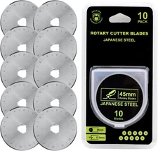 45mm Rotary Cutter Blades 10 Pack Fits Olfa, Fiskars, Replacement