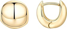 14K Gold Plated Chunky Huggies Earrings for Women - 925 Sterling Silver Posts Sm