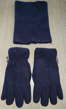 THE GLOVE womens NEW dark blue THICK FLEECE GLOVES NECK WARMER one size fits mos