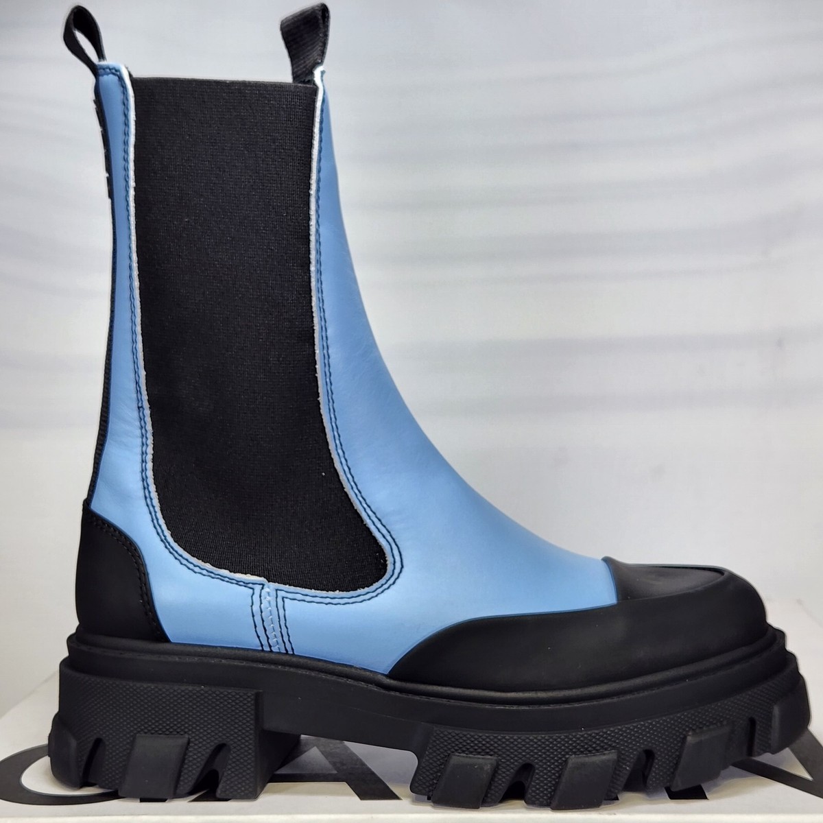 Size (EU 37) GANNI Placid Blue Mid Chelsea Boot