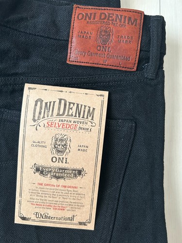 ONI DENIM 288ZR-BK 20oz Secret Black Selvedge Denim Regular Straight One Washed - Picture 2 of 19