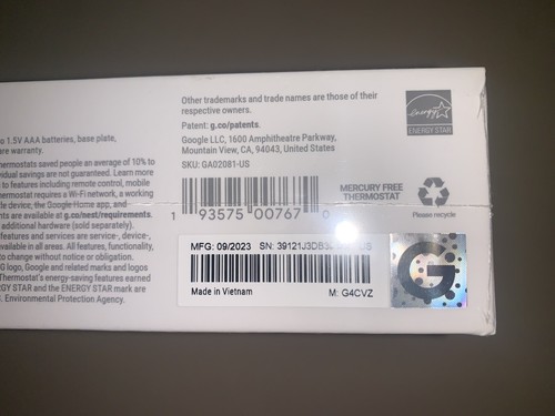 SEALED Google Nest Smart Thermostat Charcoal G4CVZ BRAND NEW SHIP2DAY - Picture 6 of 8