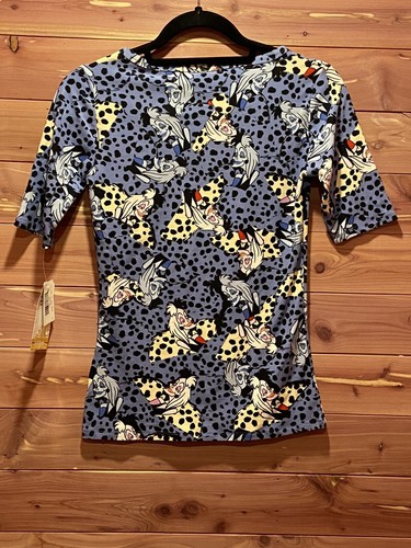 LuLaRoe Disney Gigi Style Short Sleeve Shirt Size XXS Cruella De Vil New W/ Tags - Picture 2 of 4