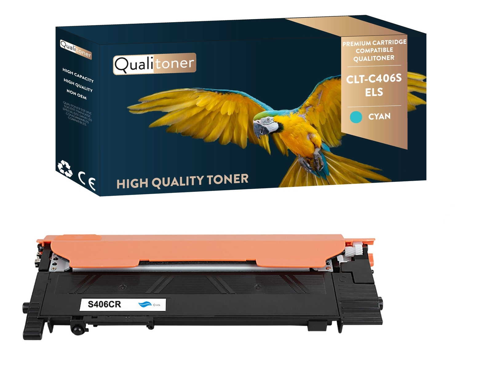 Toner Samsung CLTC406S ELS cyan compatible Qualitoner pour imprimer vos dossiers de bureau