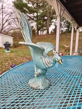 Vintage MCM Turquoise And Gold Phoenix Bird Statue Mid Century Modern