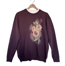 Grandma Fall Sweatshirt Brown Sunflowers Crew Neck Size XL
