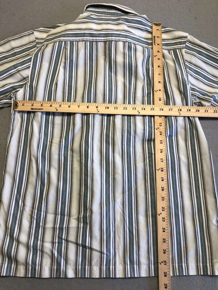 Geoffrey Beene 男式纽扣衬衫中号复古条纹口袋领 — 第 4/4 张图片