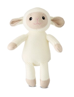 Way To Celebrate Easter 10  Knit Lamb Plush Stuffed Animal Embroidered Face