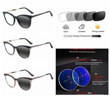Multifocal Progressive Women Cat Eye Metal Transition Photochromic Reading Glass