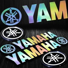 Neo Chrome/"Laser" Decal Logo Vinyl Sticker+2.5" Yamaha Reflective Faring Emblem