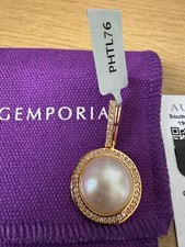 Gemporia South Sea Mabe Pearl Pendant with White Zircon  in Gold Plated Silver