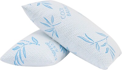 Memory Foam Pillows- Cooling Bamboo Pillows for Sleeping-Adjustable and Washable