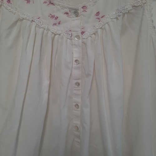Eileen West Nightgown White Sleeveless Victorian Cottage 100% Cotton Medium - Picture 3 of 8